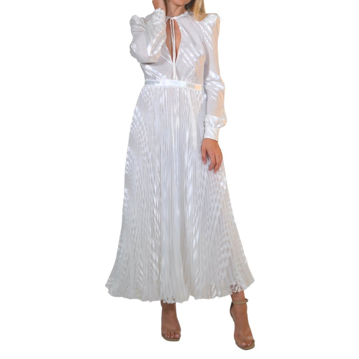 White Silk Plisse Dress