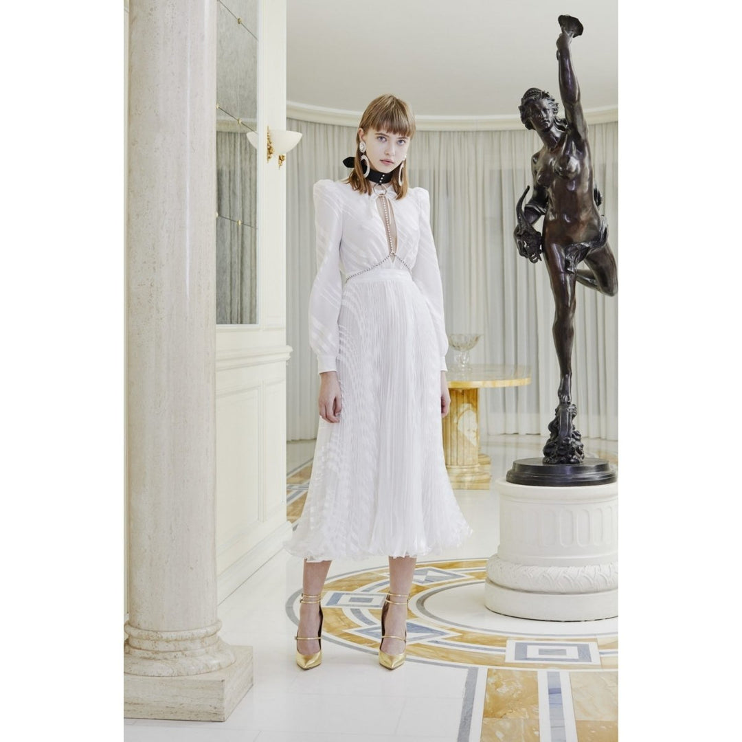 White Silk Plisse Dress