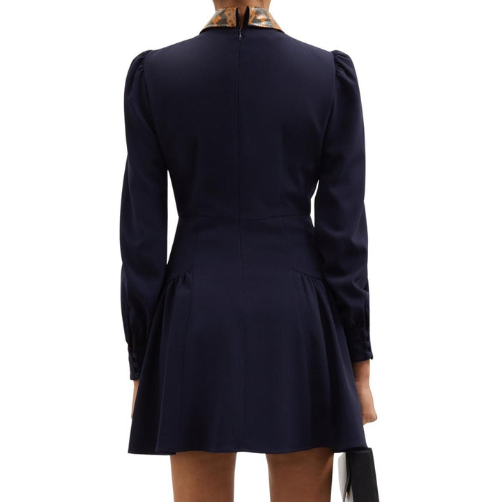 Wool Crepe Mini Dress With Python Print Collar
