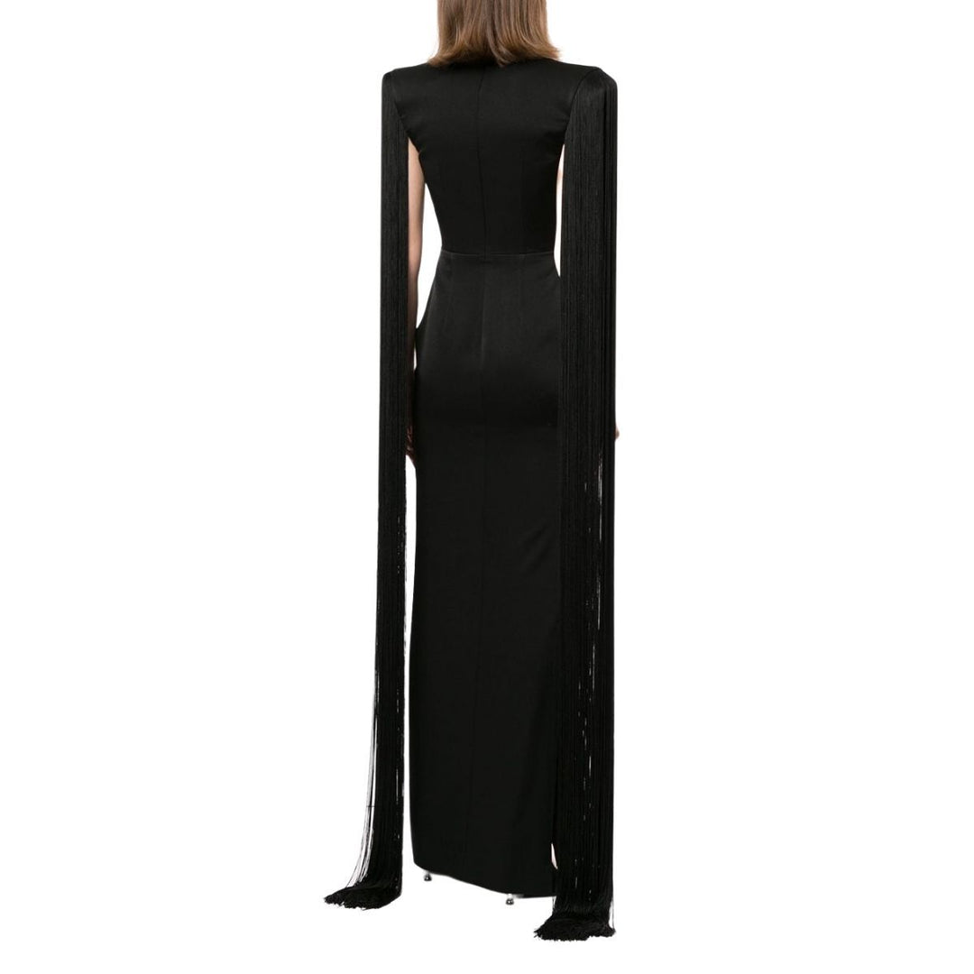 Dallas Fringed-Sleeve Gown