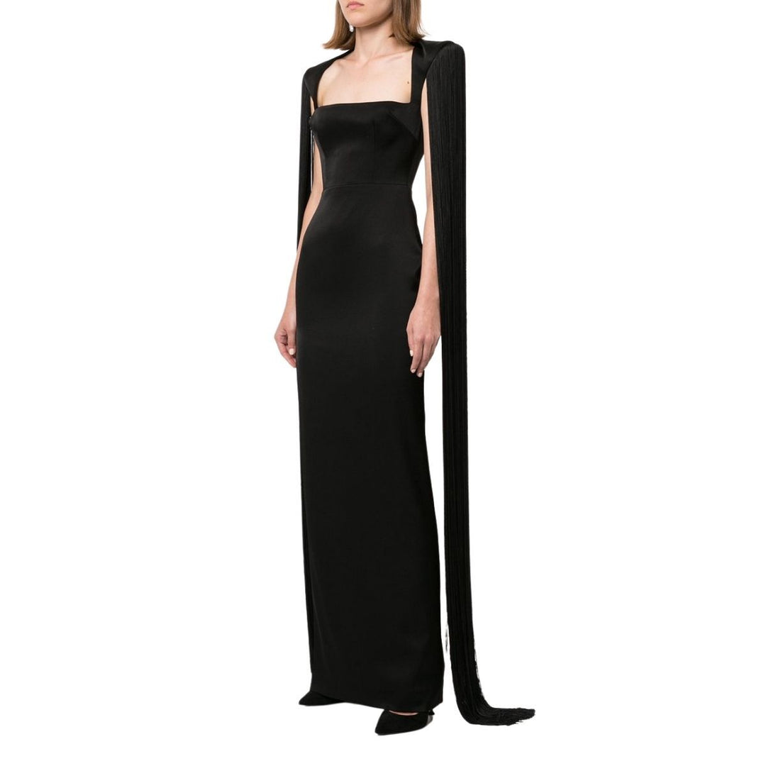 Dallas Fringed-Sleeve Gown
