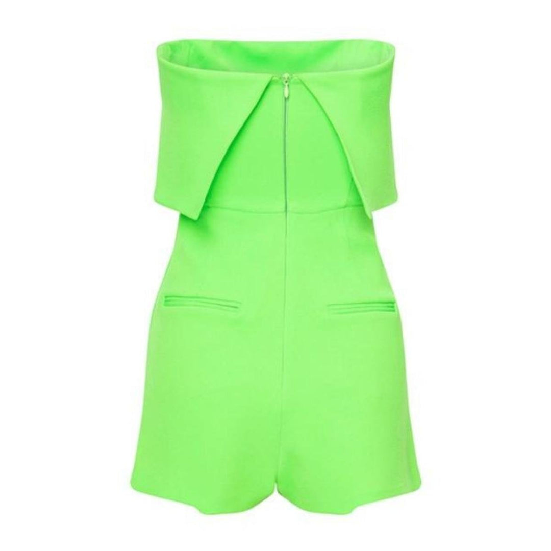 Darby Overlay Crepe Strapless Romper