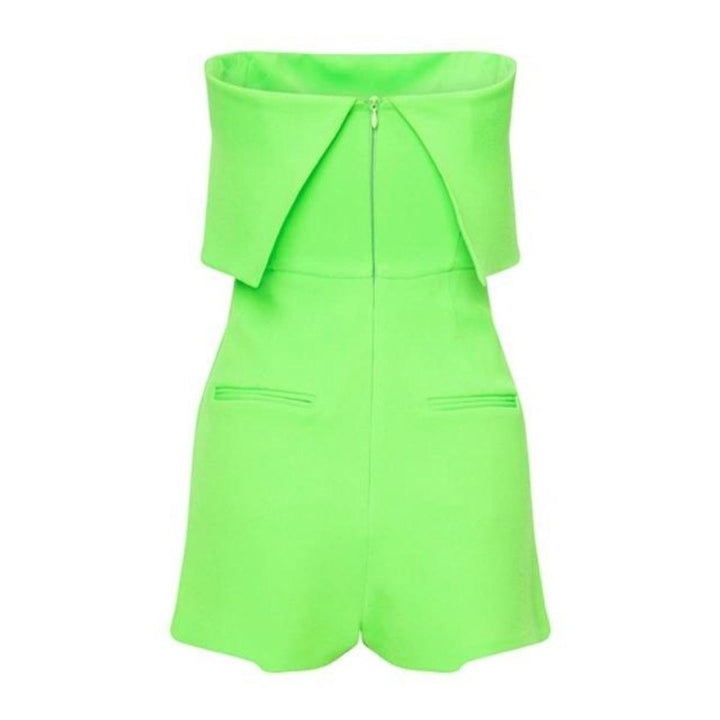 Darby Overlay Crepe Strapless Romper