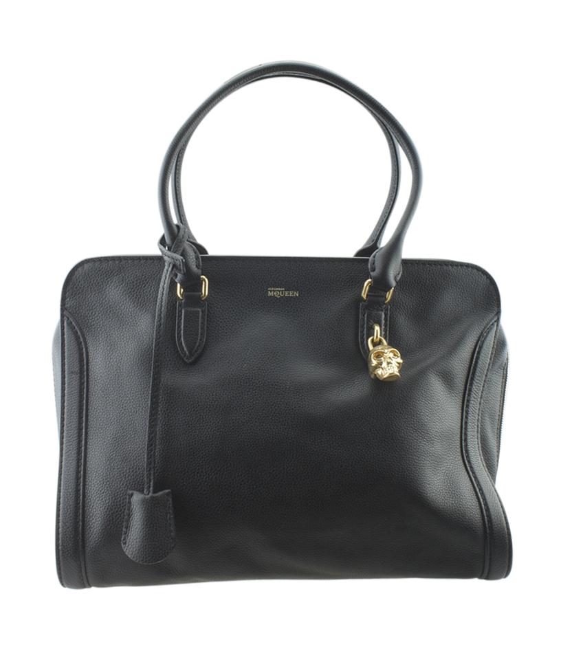 Alexander McQueen Skull Padlock Black Leather Tote