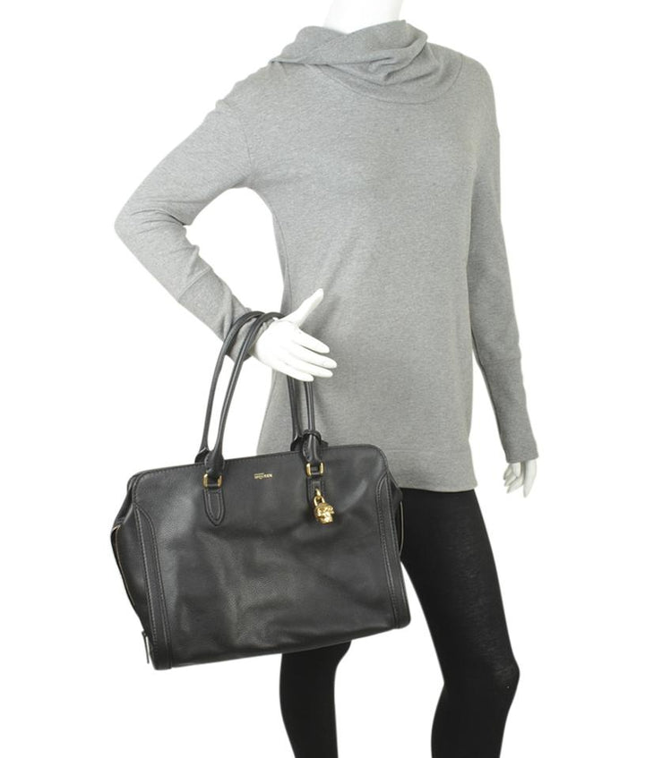 Alexander McQueen 544483 Skull Padlock Black Leather Tote