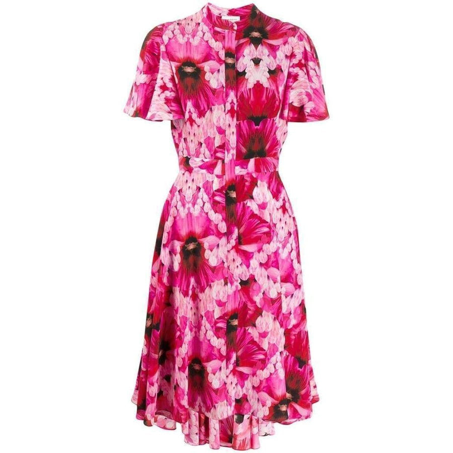 Alexander McQueen-Flower Print Silk Tea Dress - Runway Catalog