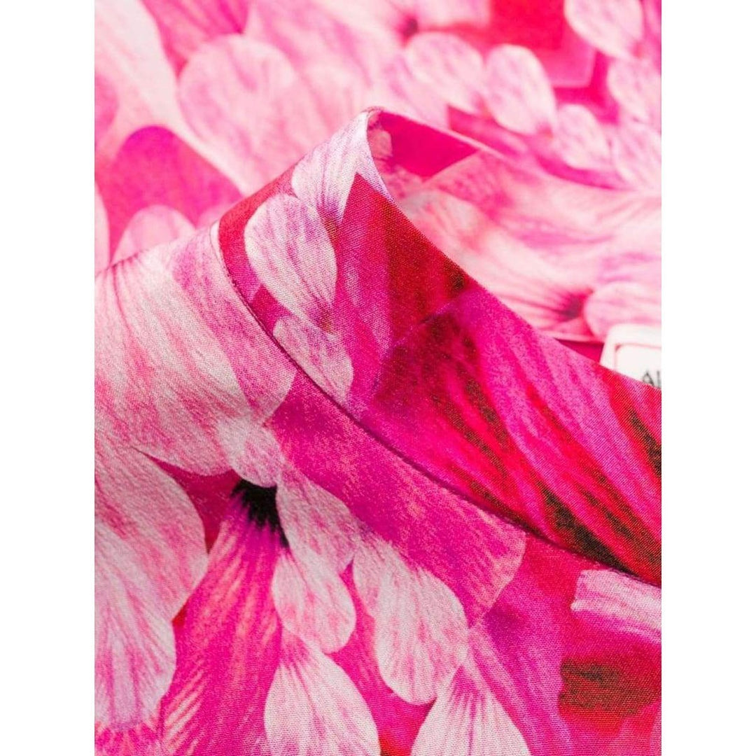 Flower Print Silk Tea Dress