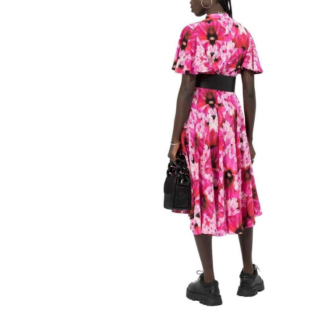 Flower Print Silk Tea Dress