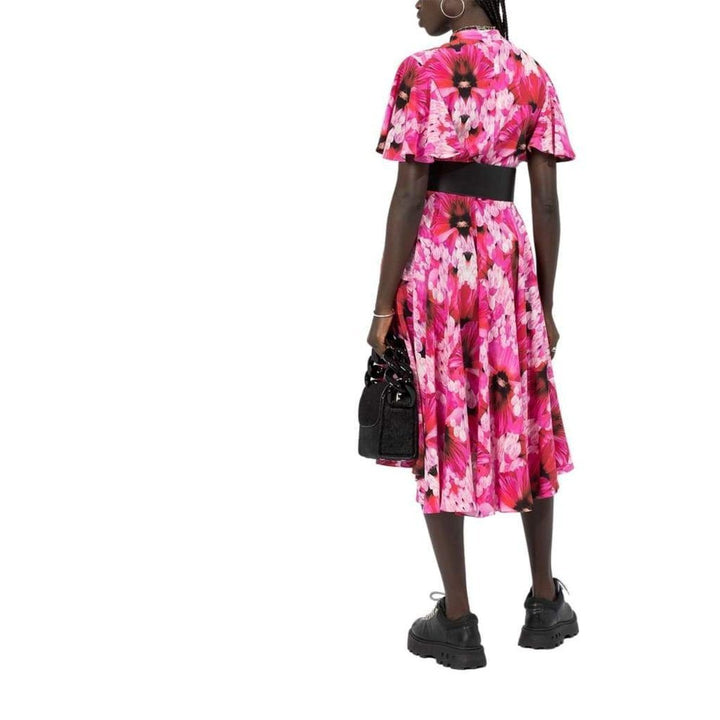 Flower Print Silk Tea Dress