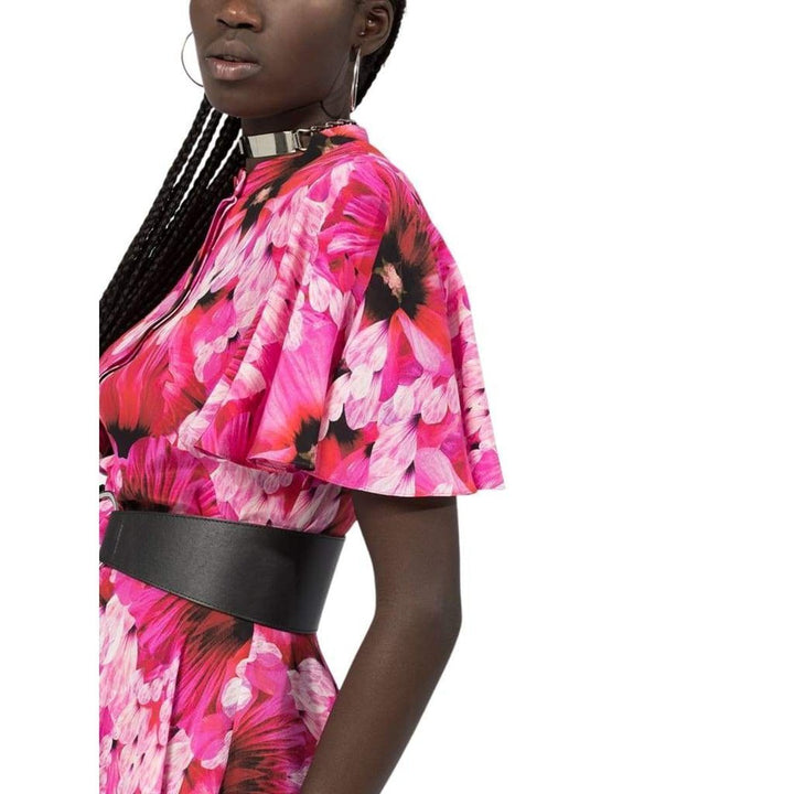 Flower Print Silk Tea Dress