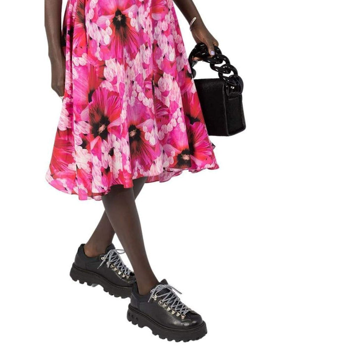 Flower Print Silk Tea Dress