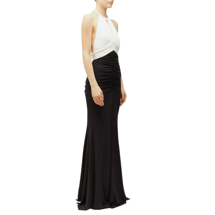 Halterneck Ruched Crepe Gown