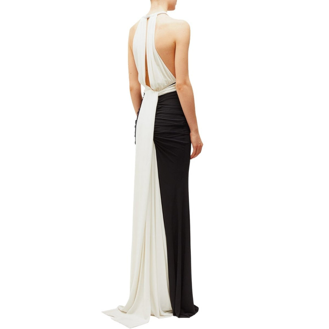 Halterneck Ruched Crepe Gown