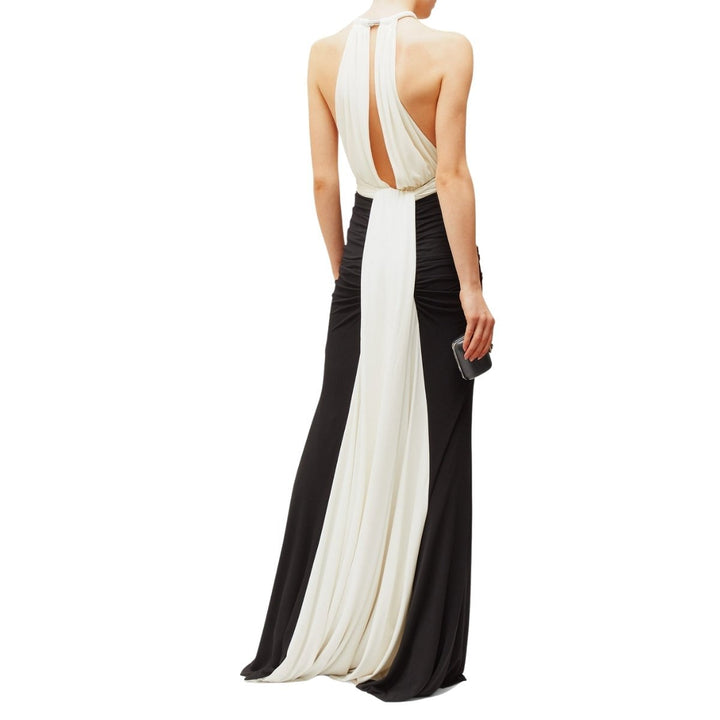 Halterneck Ruched Crepe Gown