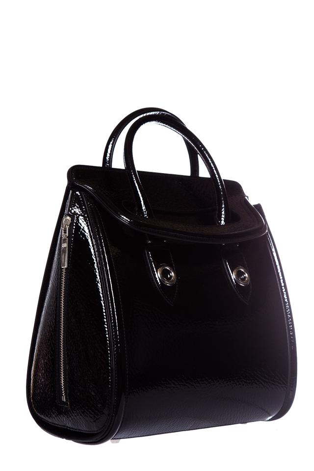 Alexander McQueen Handle Black Patent Leather Tote