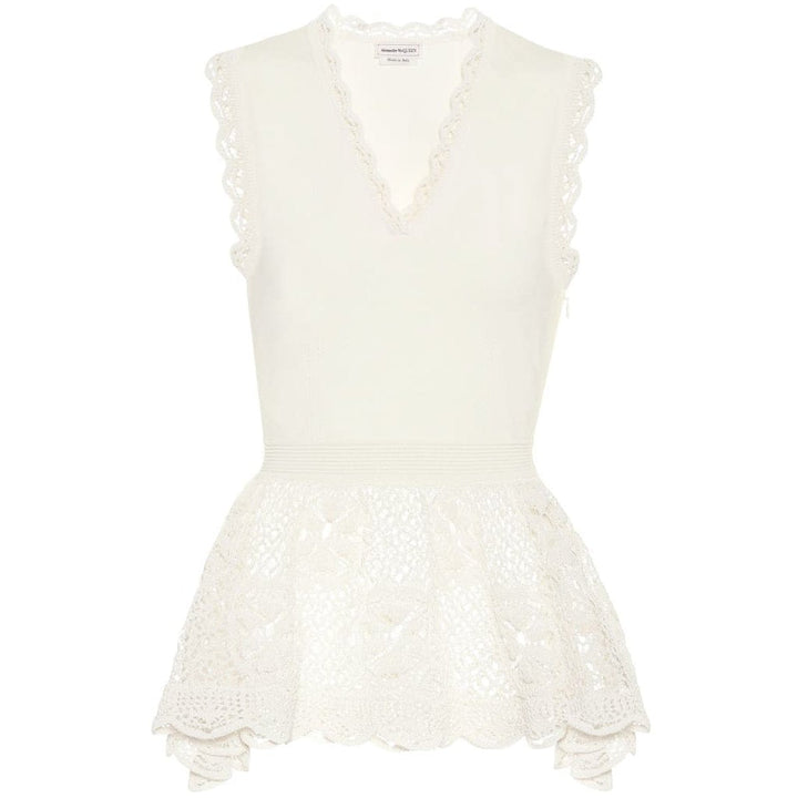 Alexander McQueen-Lace-details Peplum Top - Runway Catalog