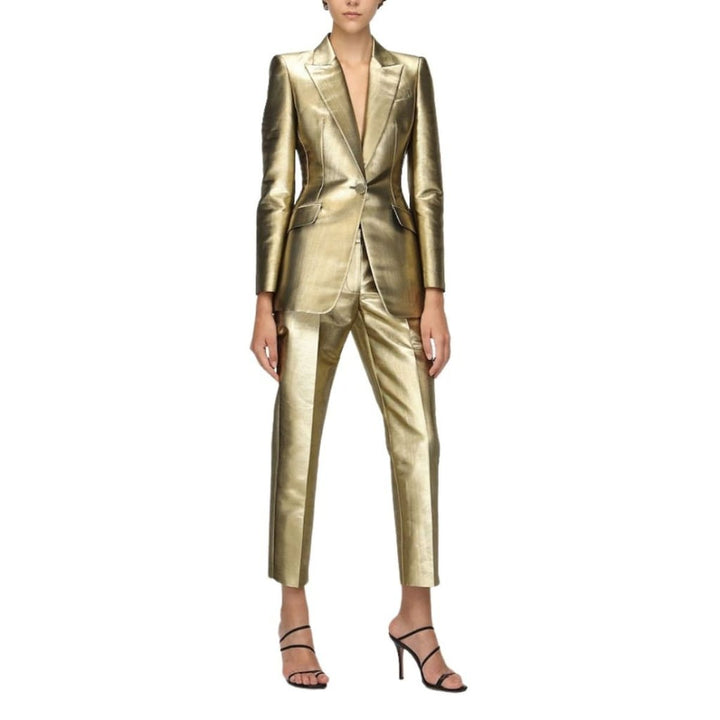 Metallic Moire Cigarette Pants