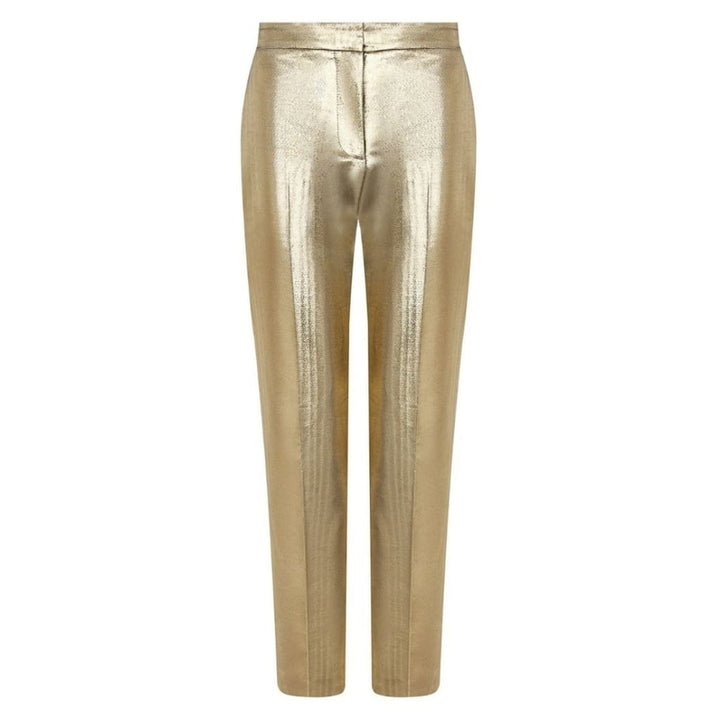 Alexander McQueen-Metallic Moire Cigarette Pants - Runway Catalog