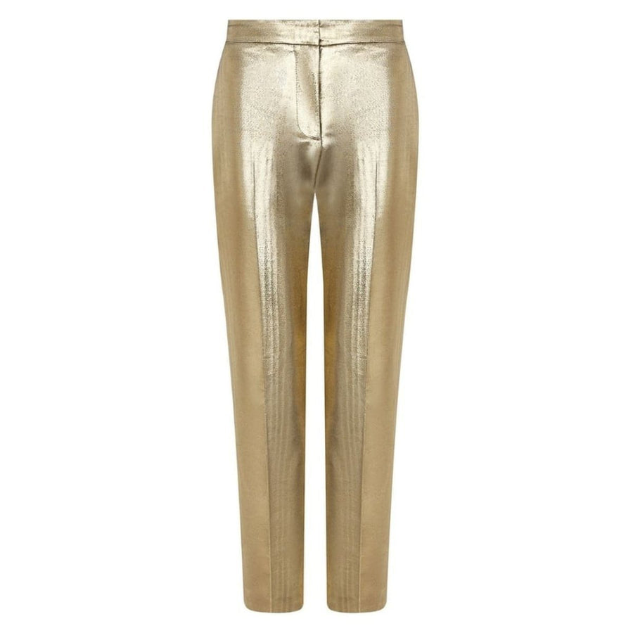 Alexander McQueen-Metallic Moire Cigarette Pants - Runway Catalog