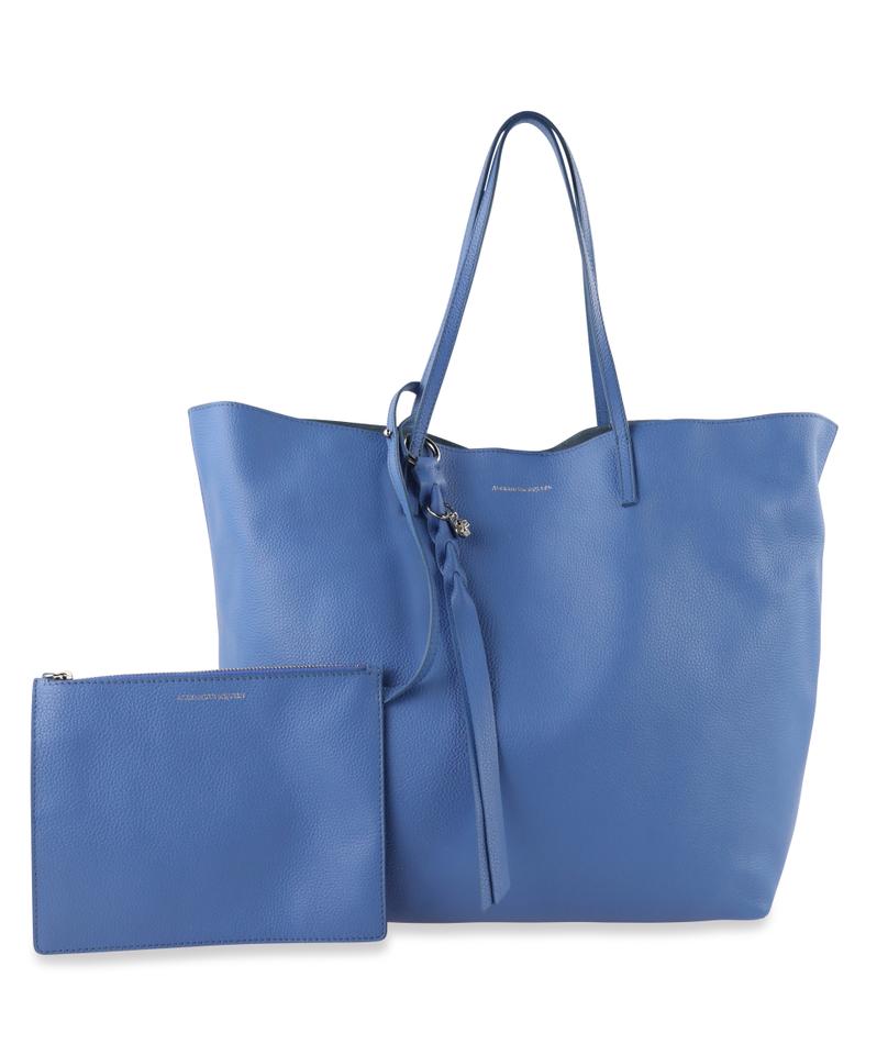 Alexander McQueen Skull Open Shopper Cornflower Blue Leather Tote