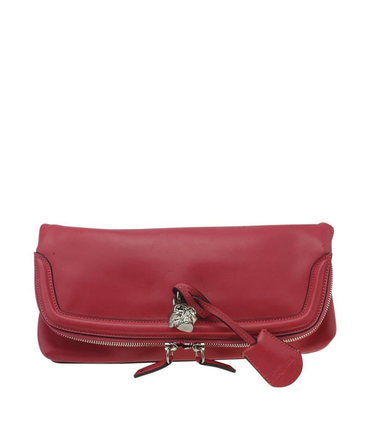 Alexander McQueen Skull Padlock Red Leather Clutch Bag
