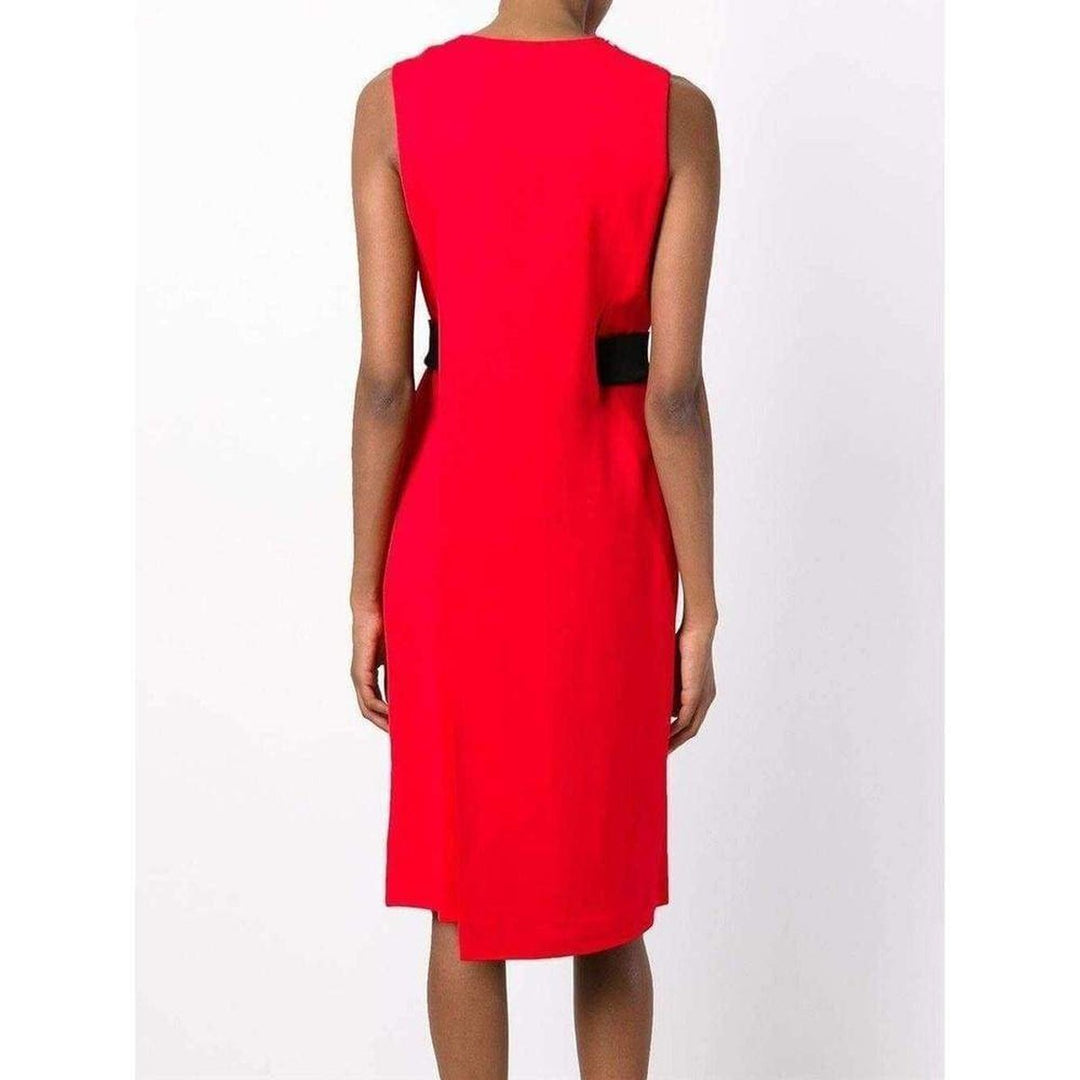 Belt Detail Red Sheath Dress