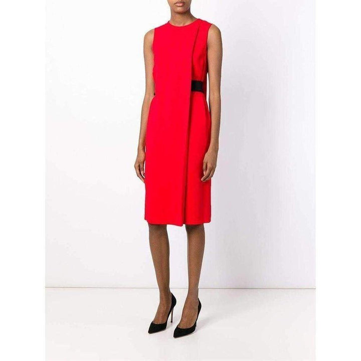 Belt Detail Red Sheath Dress