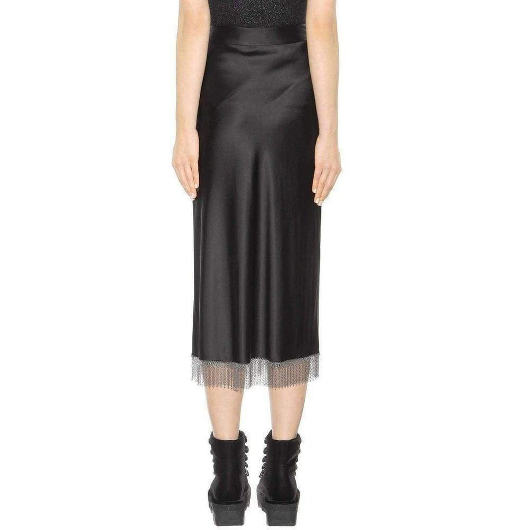 Black Silk Metal Fringe Skirt