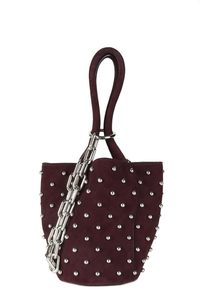 Alexander Wang Bucket Bag Mini Roxi Studded Burgundy Suede Tote