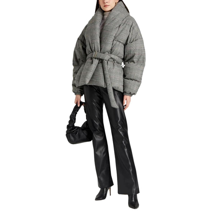 Checked Stretch-Wool Puffer Jacket