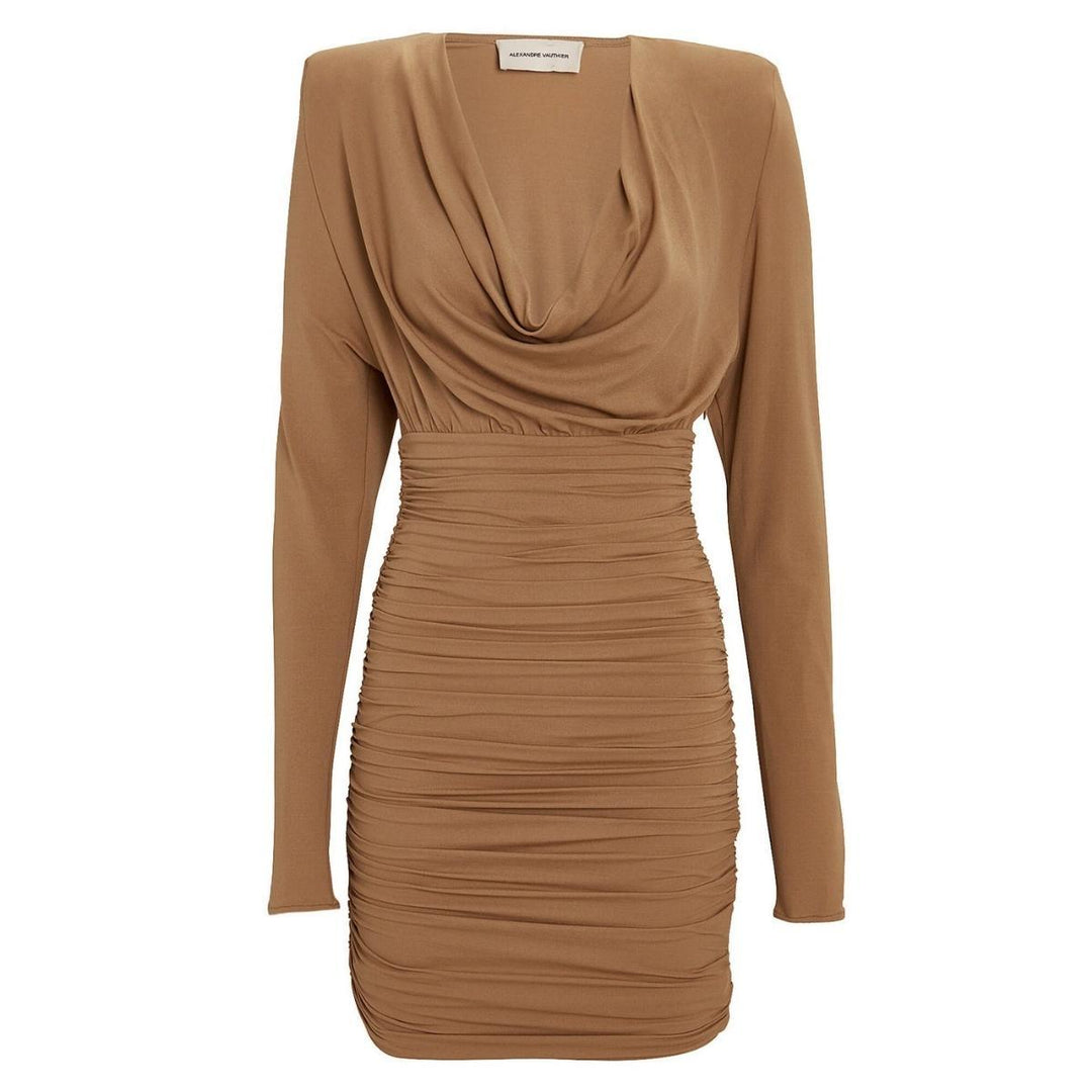 Alexandre Vauthier-Draped Jersey Cowl Neck Mini Dress - Runway Catalog