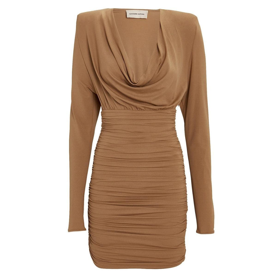 Alexandre Vauthier-Draped Jersey Cowl Neck Mini Dress - Runway Catalog