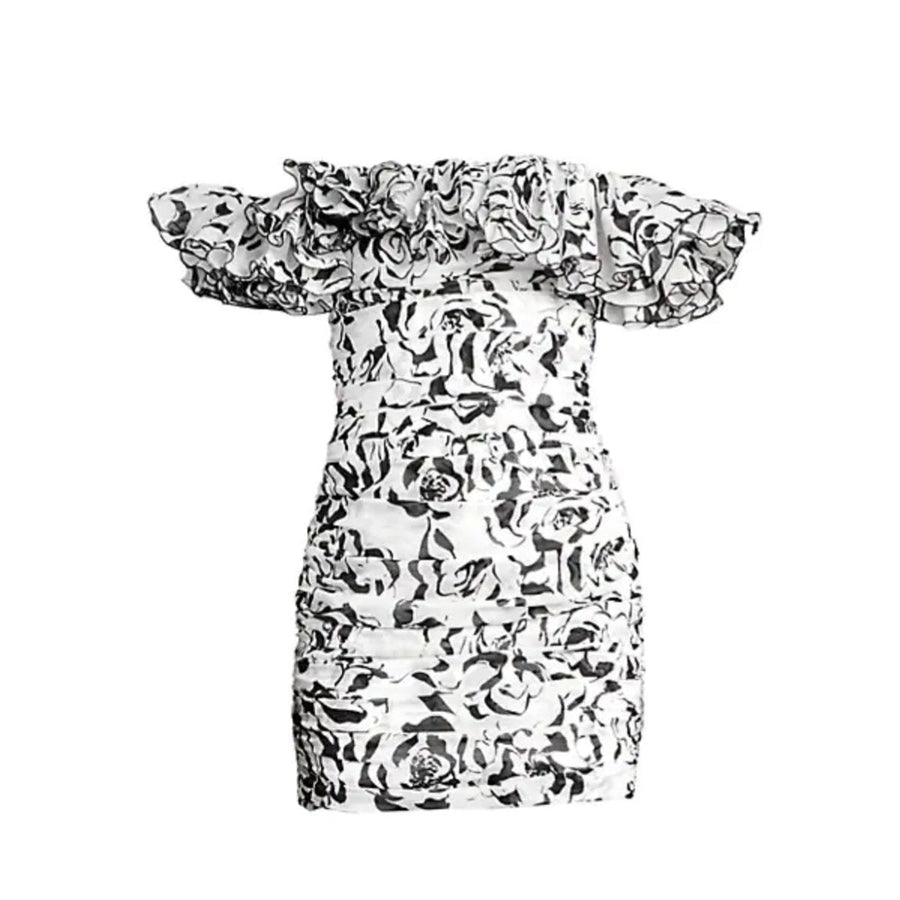 Alexandre Vauthier-Floral Cotton Off-The-Shoulder Dress - Runway Catalog