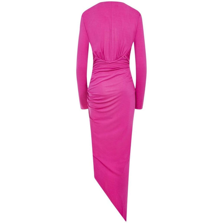 Plunging Asymmetric Midi Dress