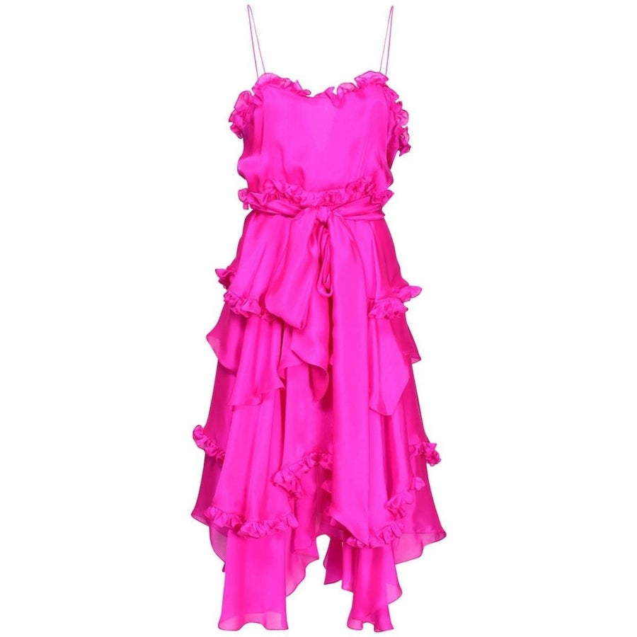 Alexandre Vauthier-Silk Chiffon Ruffled Knee Length Dress - Runway Catalog