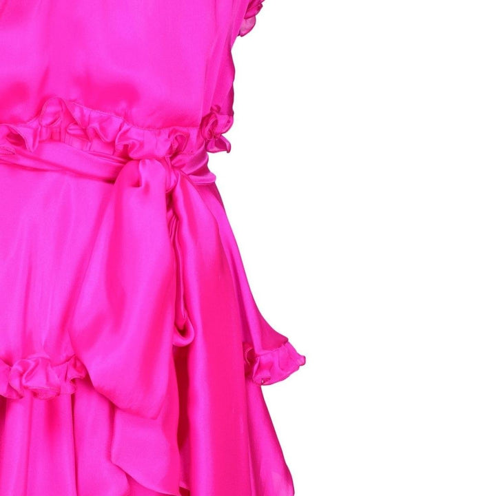 Silk Chiffon Ruffled Knee Length Dress