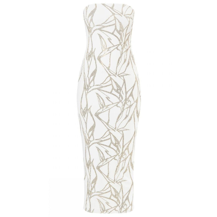Alexandre Vauthier-White Beaded Strapless Midi Dress - Runway Catalog