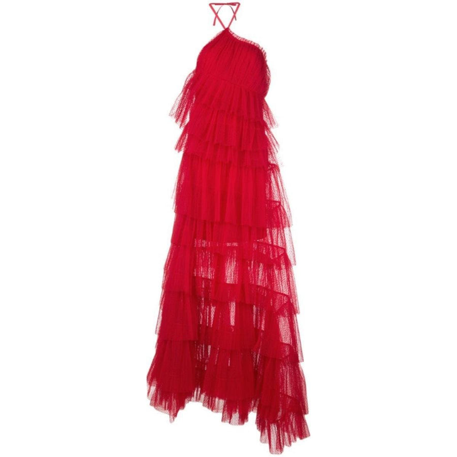 Alexis-Justina Tiered Tulle Halterneck Gown - Runway Catalog