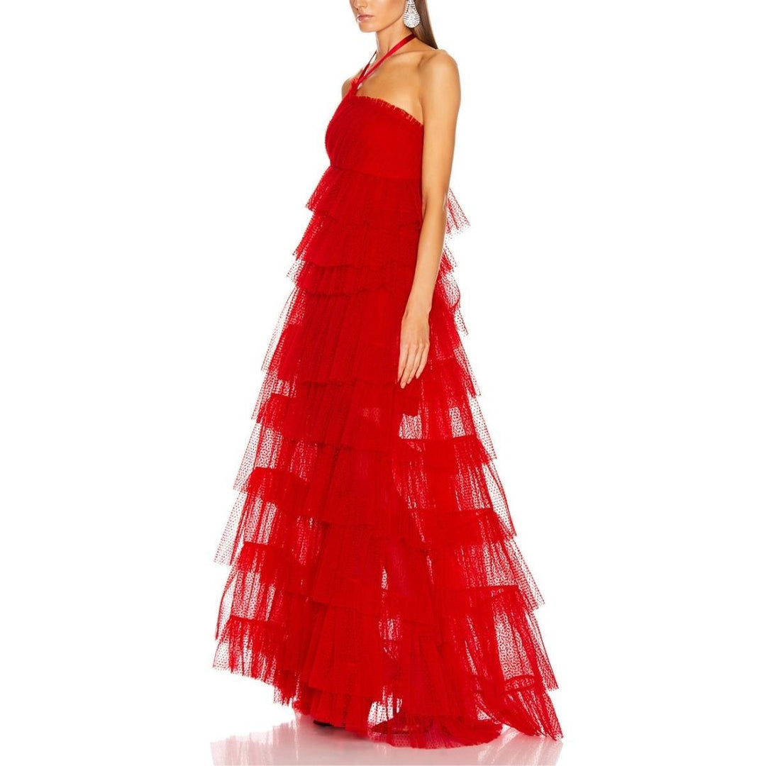 Justina Tiered Tulle Halterneck Gown
