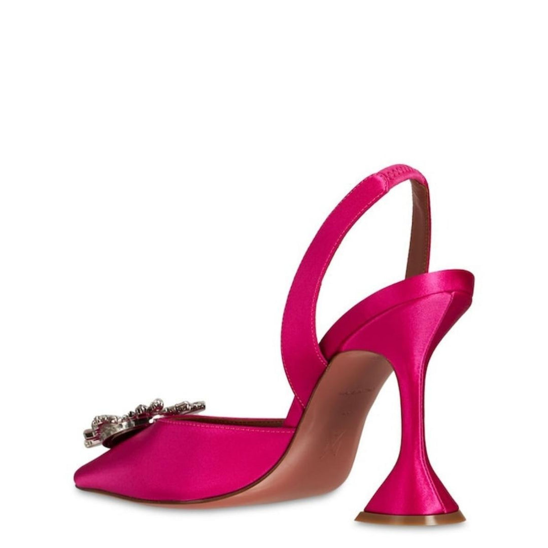 95mm Begum Satin Slingback Pumps In Fuchsia