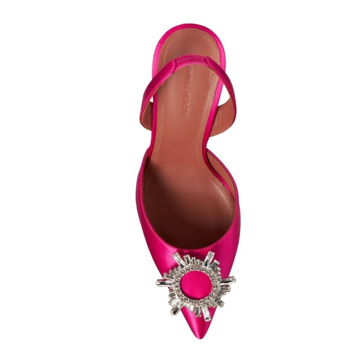 95mm Begum Satin Slingback Pumps In Fuchsia