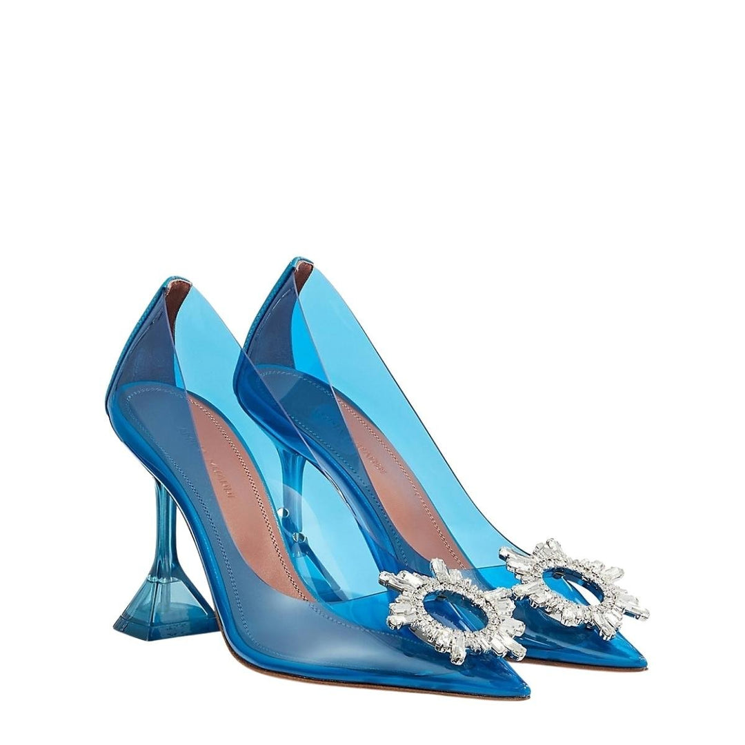 Begum Crystal-embellished PVC Slingback Pumps in Blue
