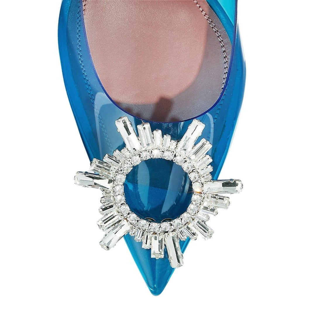 Begum Crystal-embellished PVC Slingback Pumps in Blue