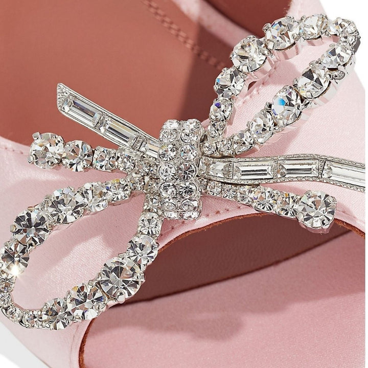 Embellished Pink Satin Rosie Mules