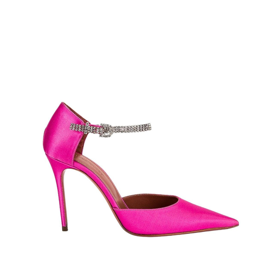 Amina Muaddi-Ursina Pink Satin Pumps - Runway Catalog