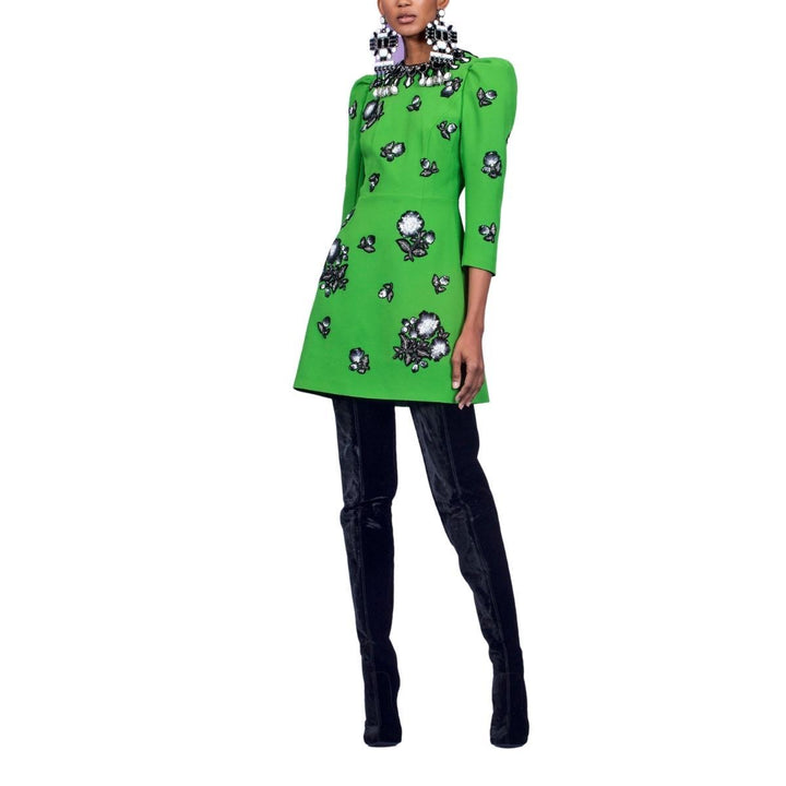 Embellished Crepe Mini Dress