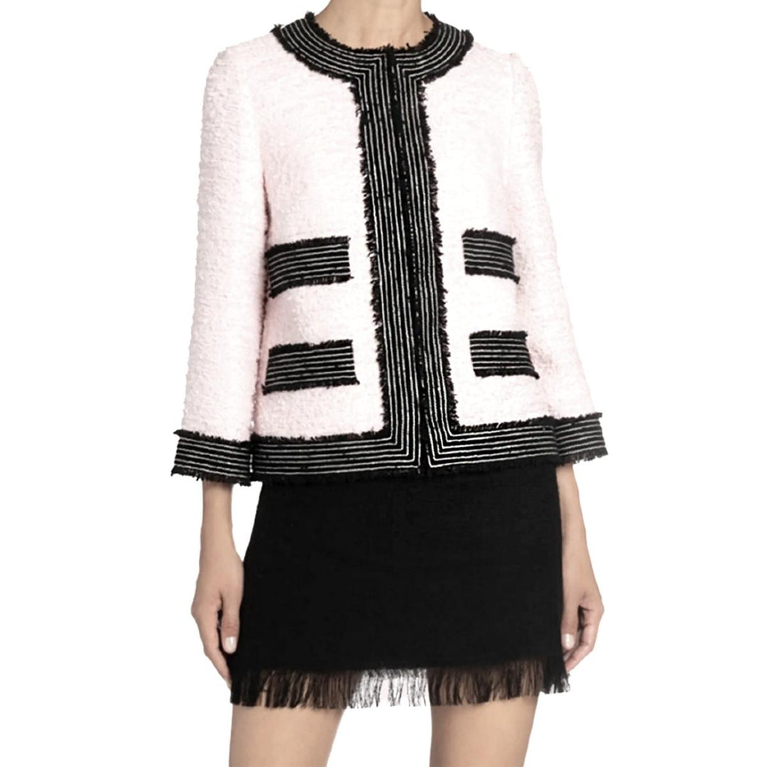 Tweed Jacket with Frayed-edge Trims