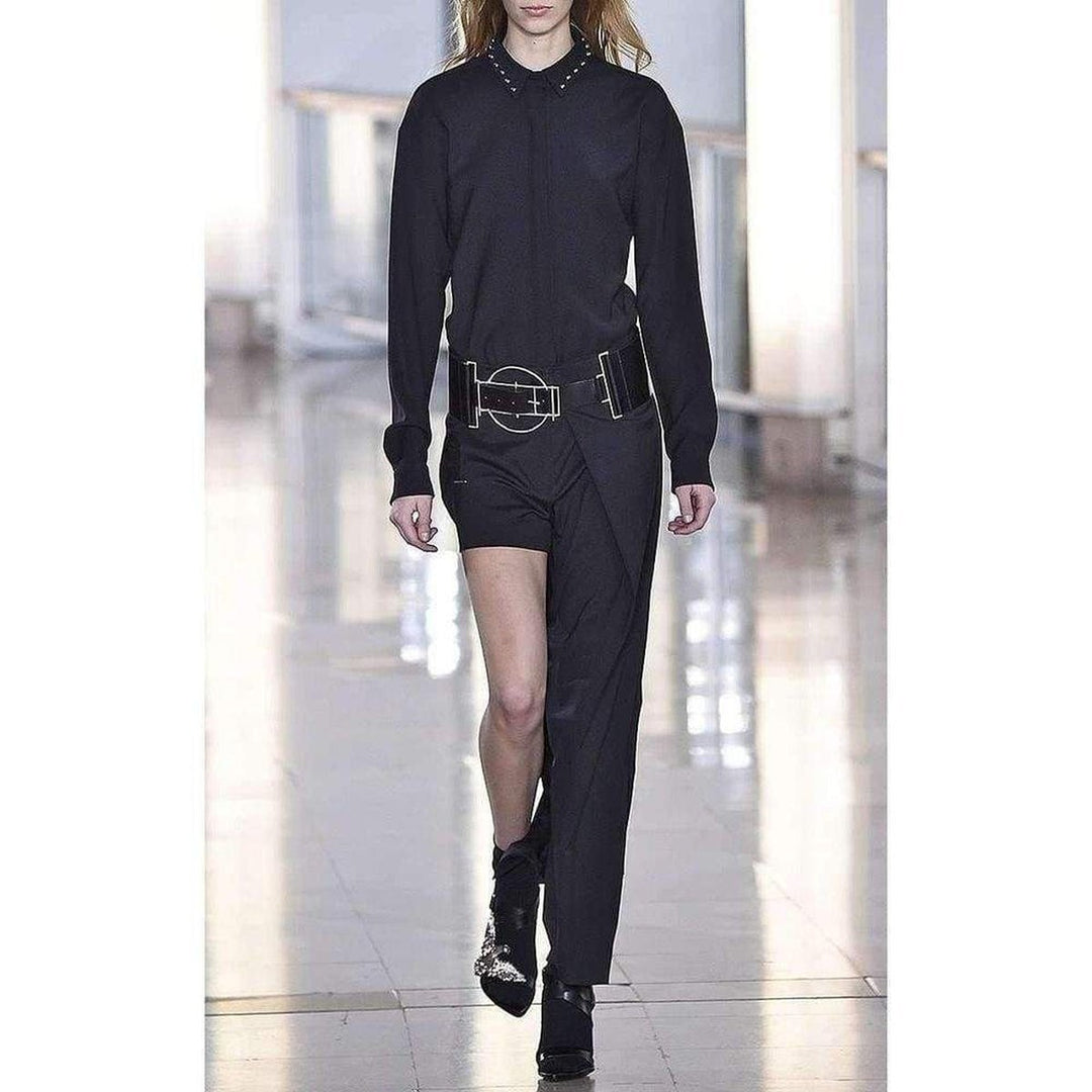 Asymmetric Black Pants-Shorts