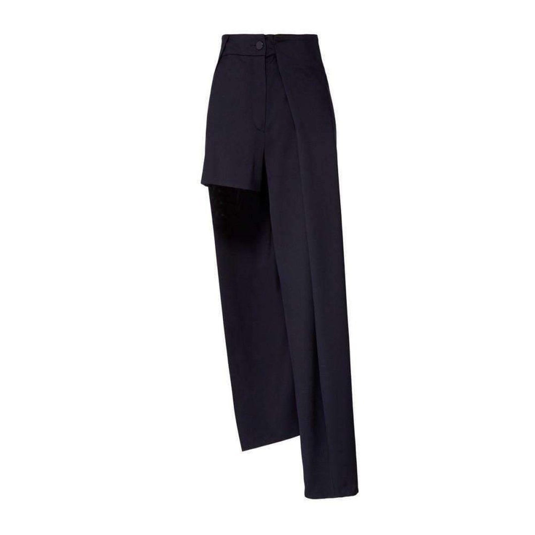 Anthony Vaccarello-Asymmetric Black Pants-Shorts - Runway Catalog