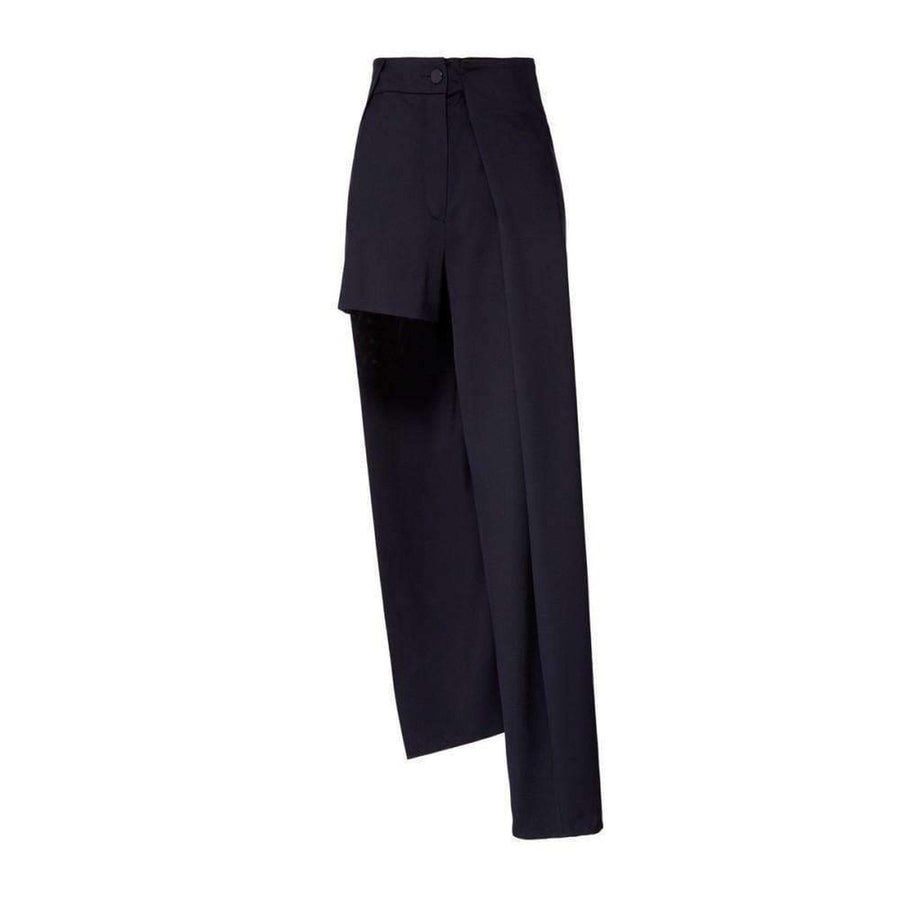 Anthony Vaccarello-Asymmetric Black Pants-Shorts - Runway Catalog